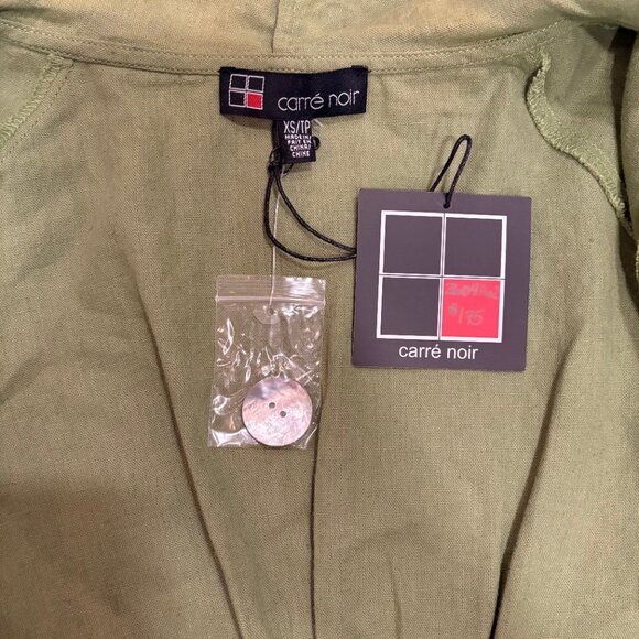 Carre Noir Green Linen-Cotton Hooded Jacket (New w/ Tags)  Minor Color Variation - Picture 7 of 7